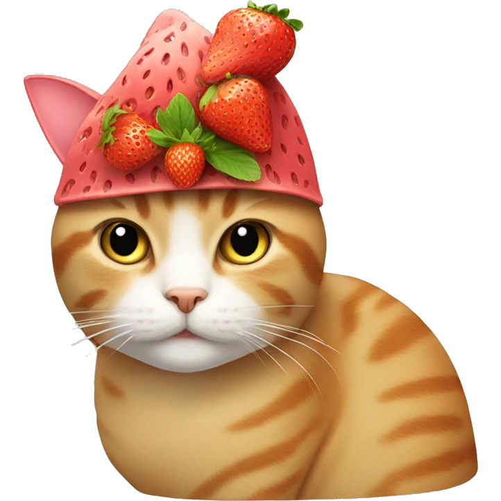 cat with strawberry hat emoji