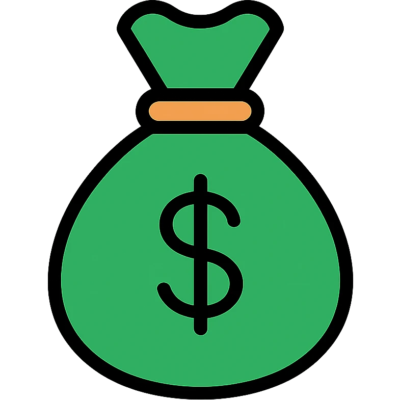 A money bag in color outline style, featuring a green bag with a dollar sign, outlined with black, no additional text or symbols. emoji