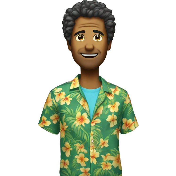 A drunken Sick man with cury Hair an Hawaii shirt emoji