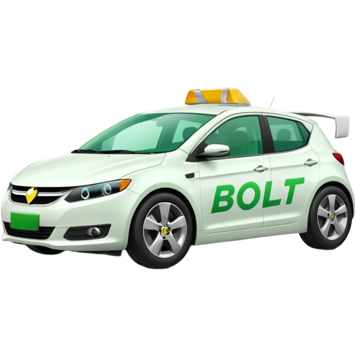 simple white car with the word 'Bolt' in green on the side emoji