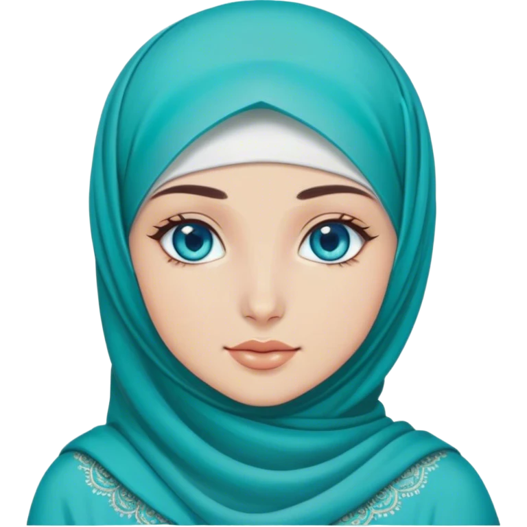 Turkish beautiful finish Konya girl blue eyes with hijab and turquoise stone dress emoji