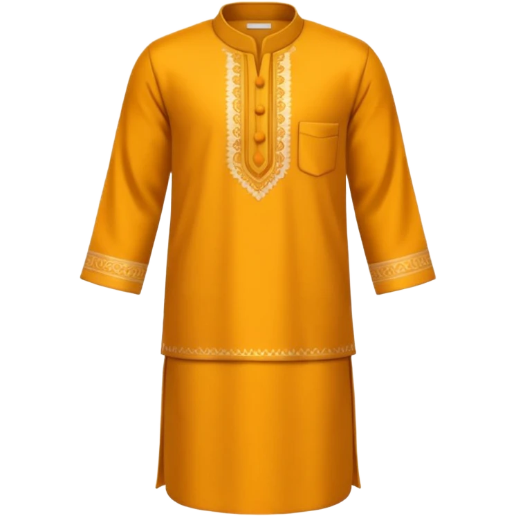 A 3D cartoon traditional kurta and pajama set folded neatly, soft warm tone, smooth fabric texture, Memoji-style look. emoji