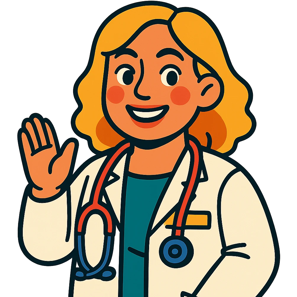 Latina doctor with light blonde hair, detailed and expressive emoji