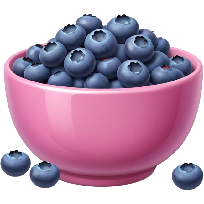 super realistic small pink bowl of blueberries emoji