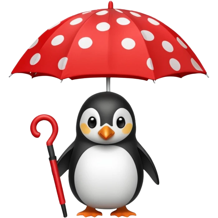 Penguin with red polka-dot umbrella emoji