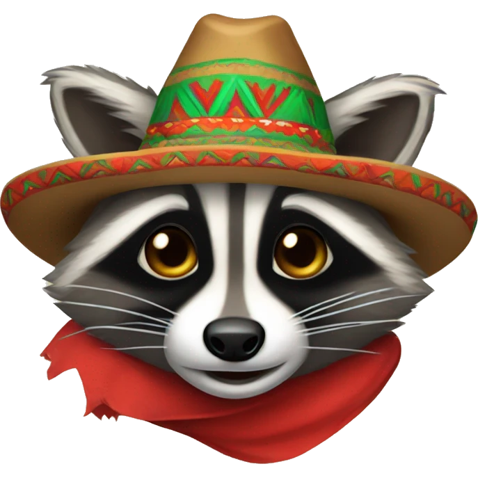 Raccoon with a mexican hat emoji