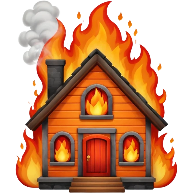burning house front view emoji