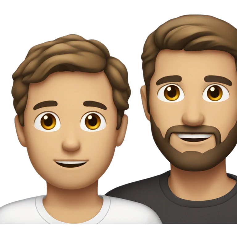 Handsome Father 40s with short full beard and Son 13s brunette fair skin portrait emoji