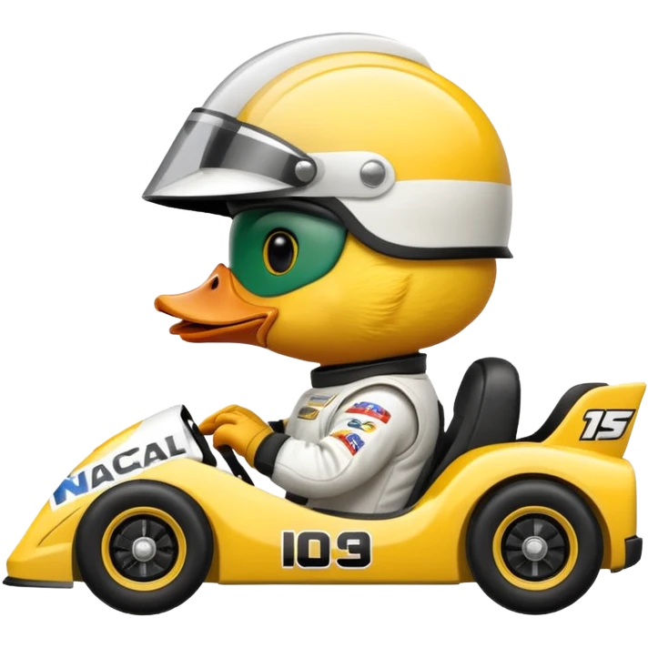 duck driving a nascar emoji