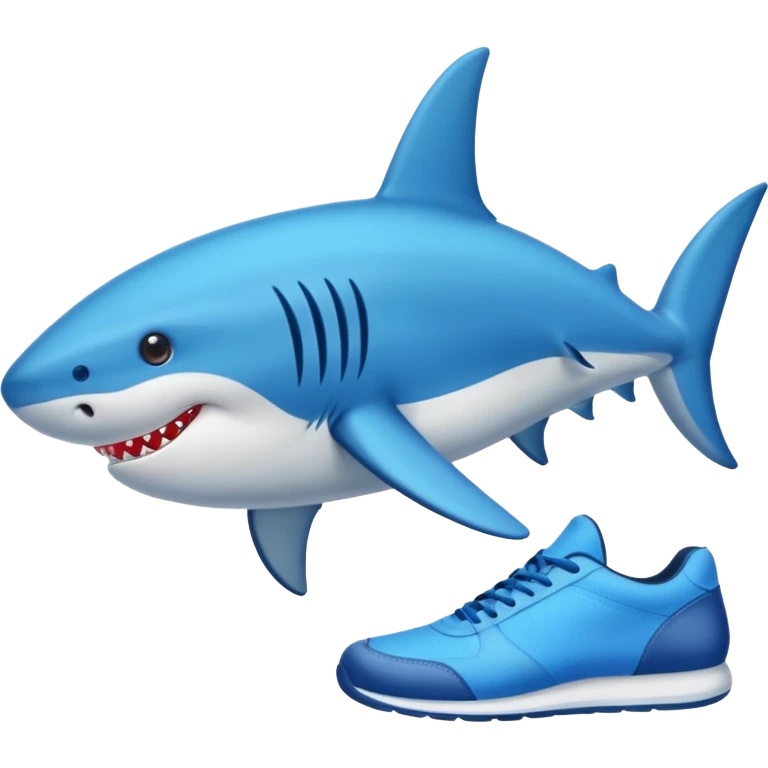 Un tiburón con zapatos azules por su aletas emoji