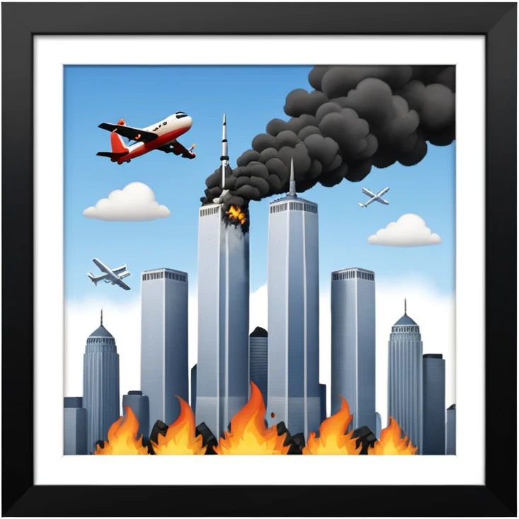 İkiz kuleler çarpan uçak emoji