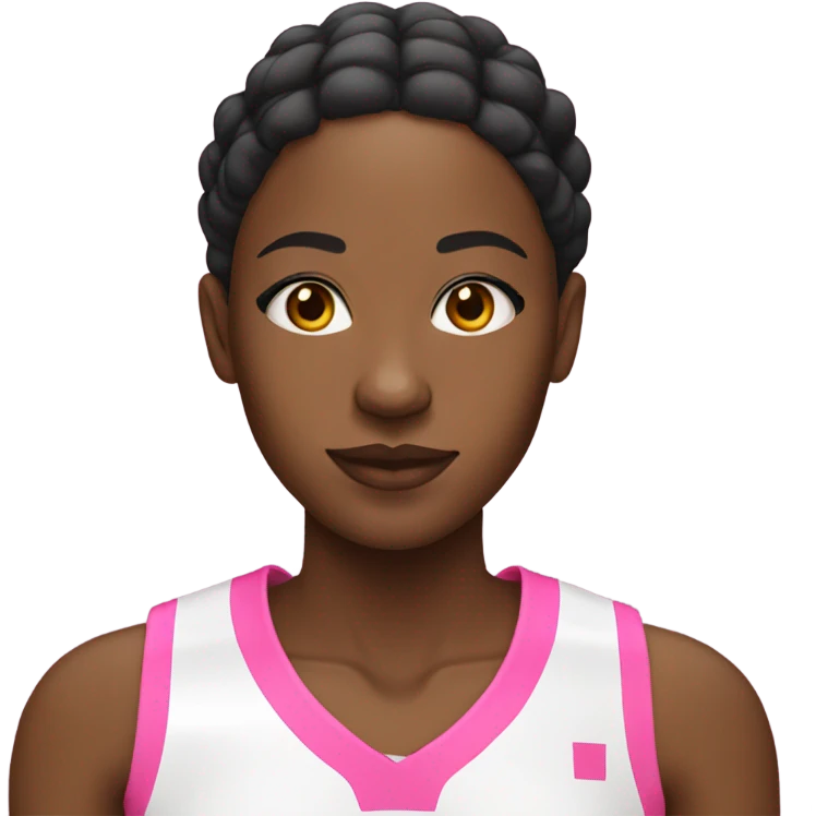 Black women with a white and pink basketball jersey on emoji