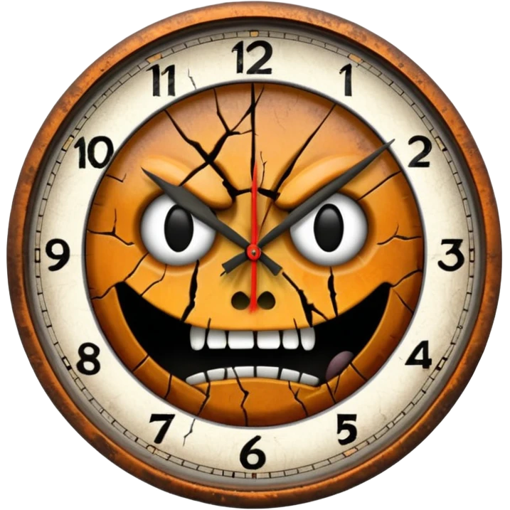 a scary face clock  emoji