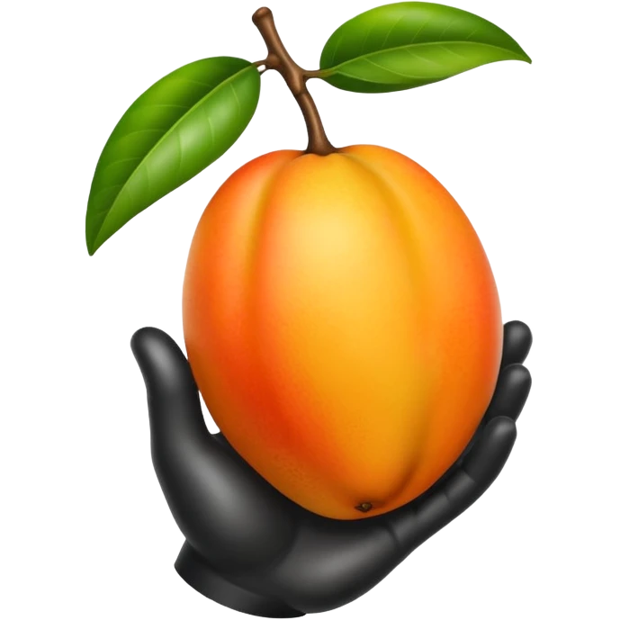 mango in white hand, android emoji style, 🥭✊🏻 emoji