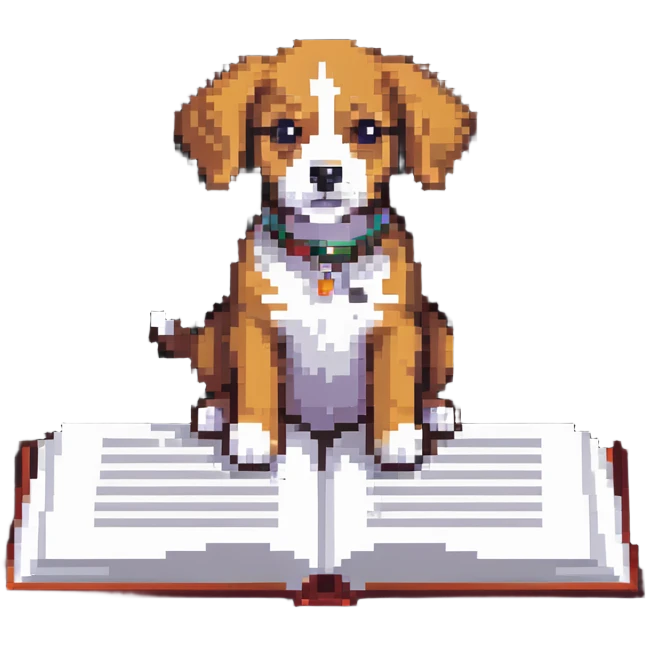 Dog with paws on an open book emoji
