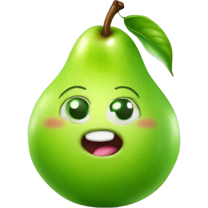 Shiny Green Cute pear with tongue emoji