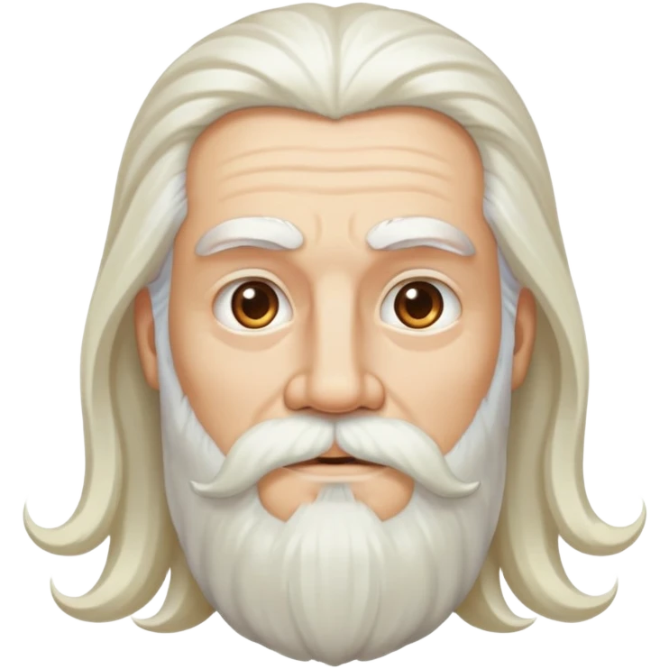 God, man with long white hair, beard and white mustache, wise looking, deity emoji