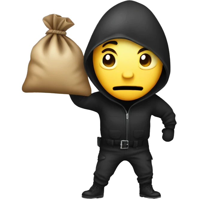 Robber emoji with money sack emoji