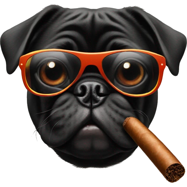 Black pug in sunglasses with a cigar in mouth emoji