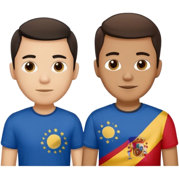 2 male Best buds , one in showing Philipines flag tshirt, one is Spain flag emoji