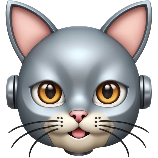 robot looking surprised with cat ears and looks funny emoji