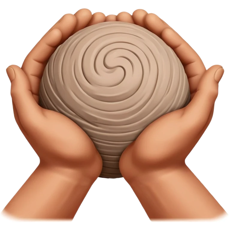 two hands kneading a ball of clay emoji