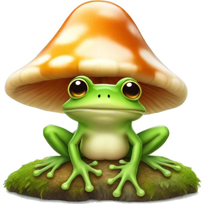 Frog sitting on a mushroom  emoji