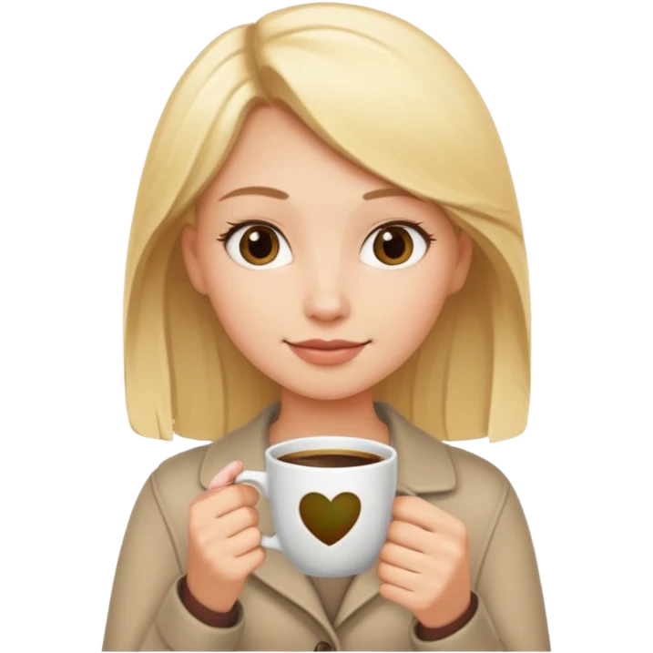 Blonde hair girl with cup of coffee  emoji