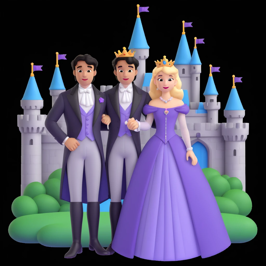 prince and princess Disney dress close up photo in castle background emoji