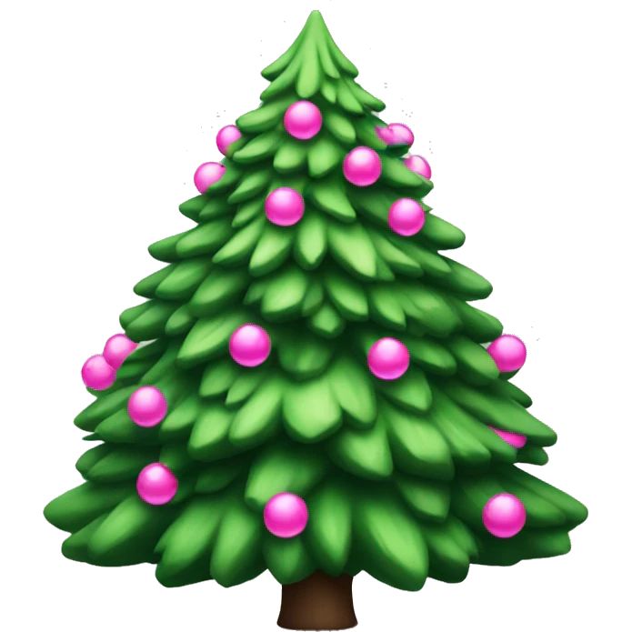Regular Christmas tree with pink decorations  emoji