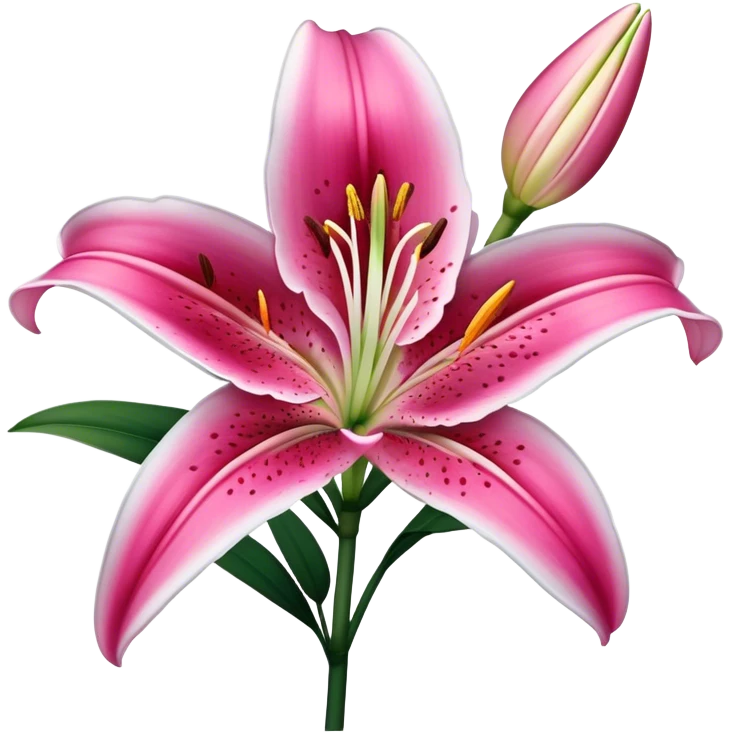 single Deep Pink Oriental Lily with White Edge, straight stem emoji