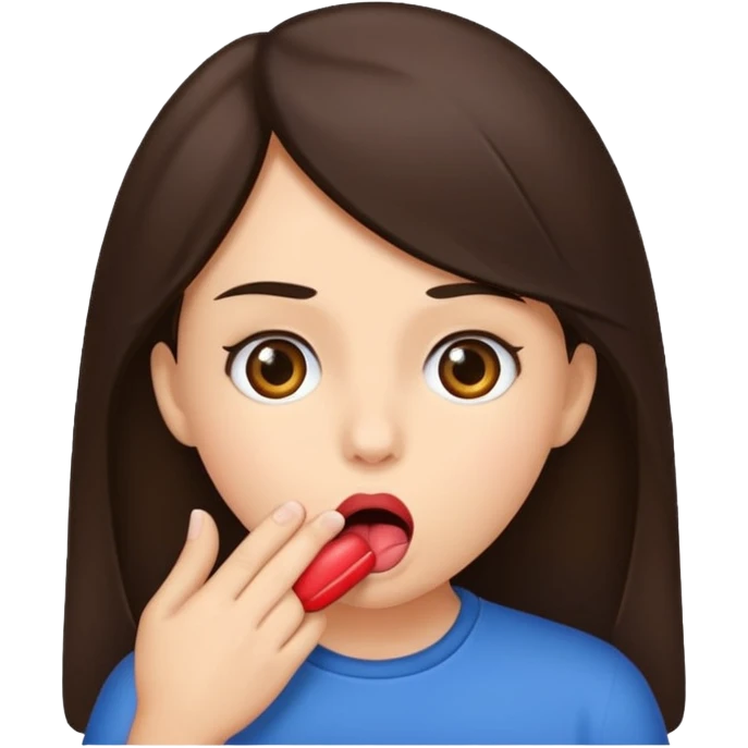 A brunette girl sucks a dick with her mouth. emoji
