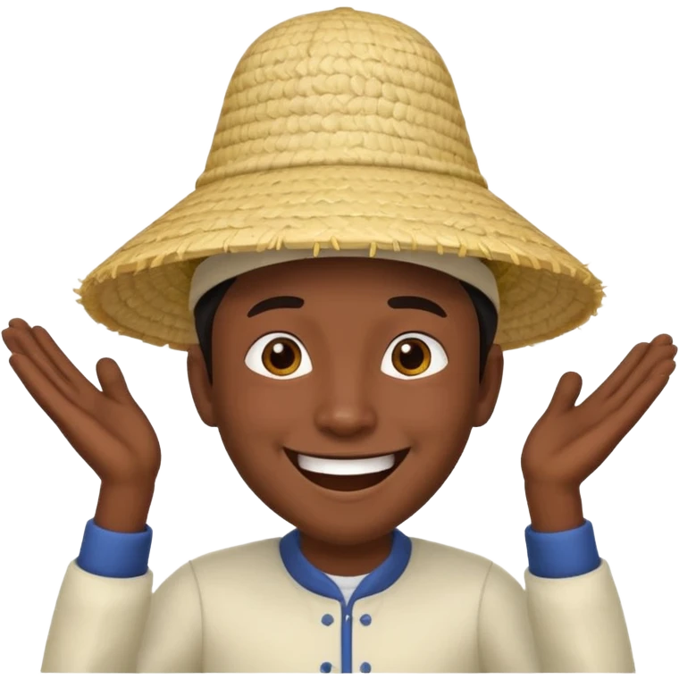 Asian guy in a rice hat bouncing on it crazy style emoji