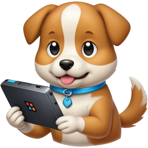 a dog with a netendo 3ds emoji