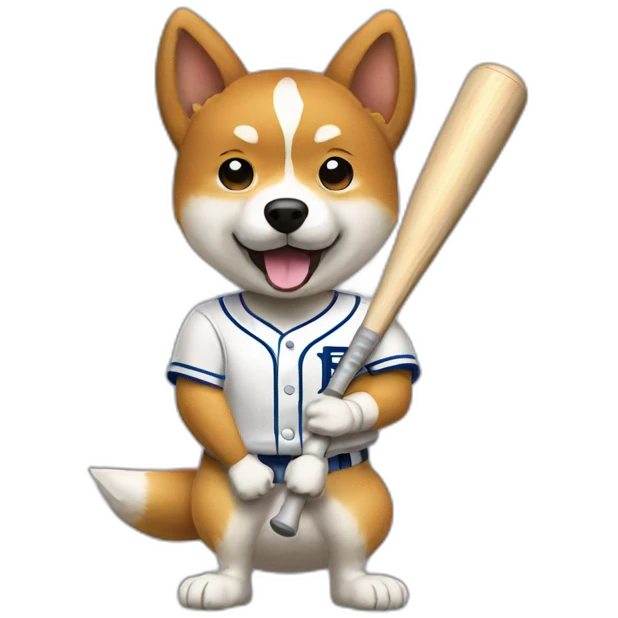 baseball player shiba-with-baseball-bat emoji