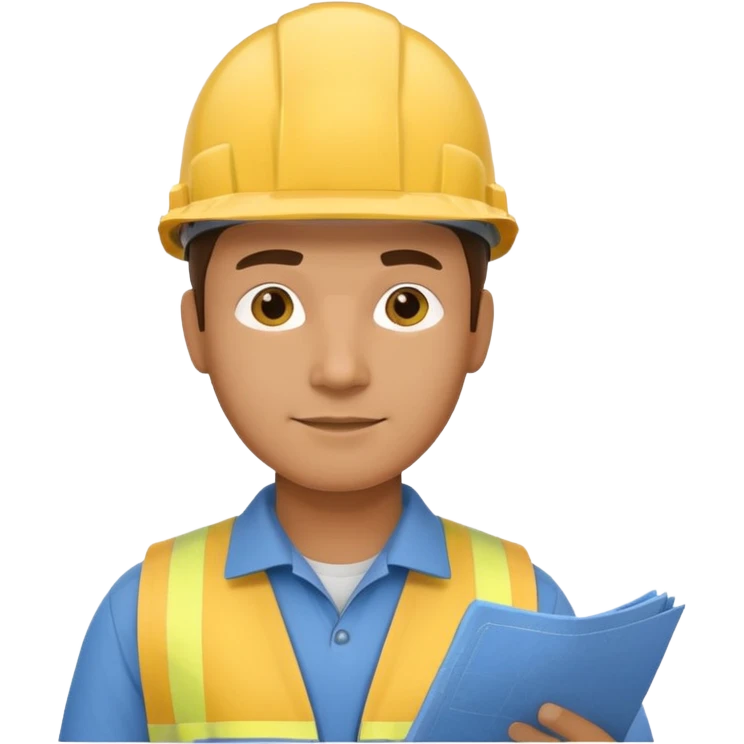 Male engineer with yellow helmet and blueprint emoji