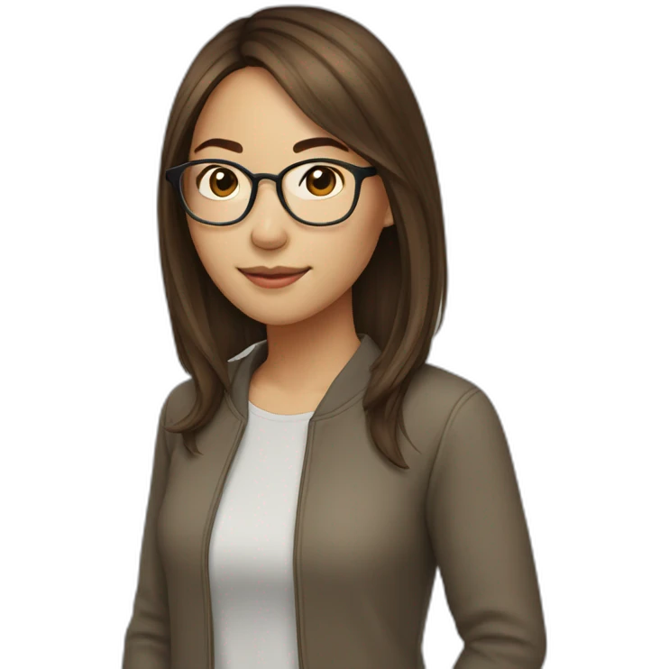 Brown-haired young-woman, asian, with glasses emoji