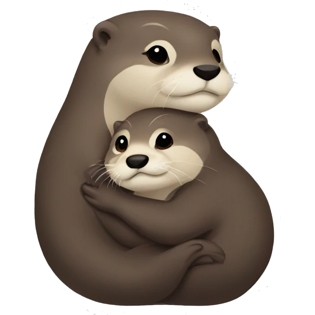 Male otter and girl otter hugging  emoji