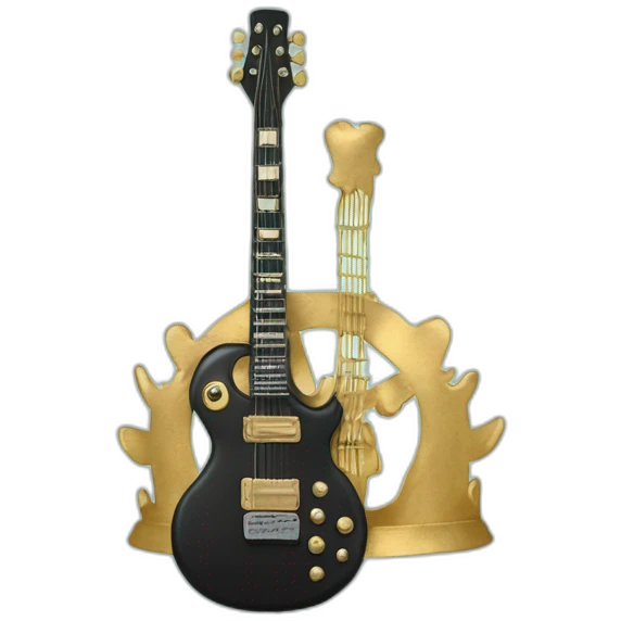 Soolking brook ;black affro cut ;turquoise electric guitar;golden crown ;skeletal face emoji
