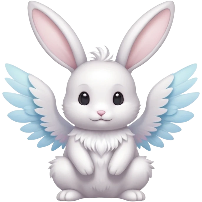 White pastel divine winged angelic furry bunny-fairy-Fakémon-Minccino-hybrid-fusion (full body) emoji