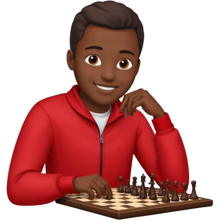 black man chess players in red outfits emoji
