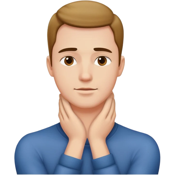 A men touching his neck with both arms emoji