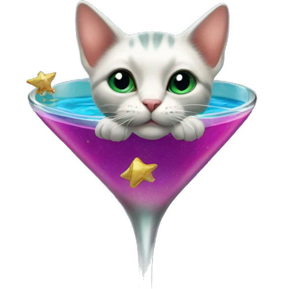 Mermaid cat inside martini glass emoji
