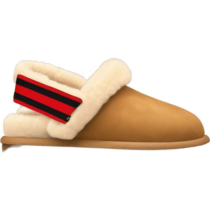 Ugg platform  camel color slippers with thin zigzag red line on the cuff emoji