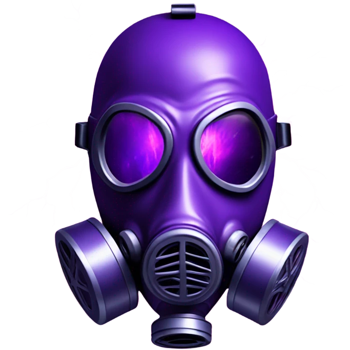 a gask mask and a purple lightning emoji