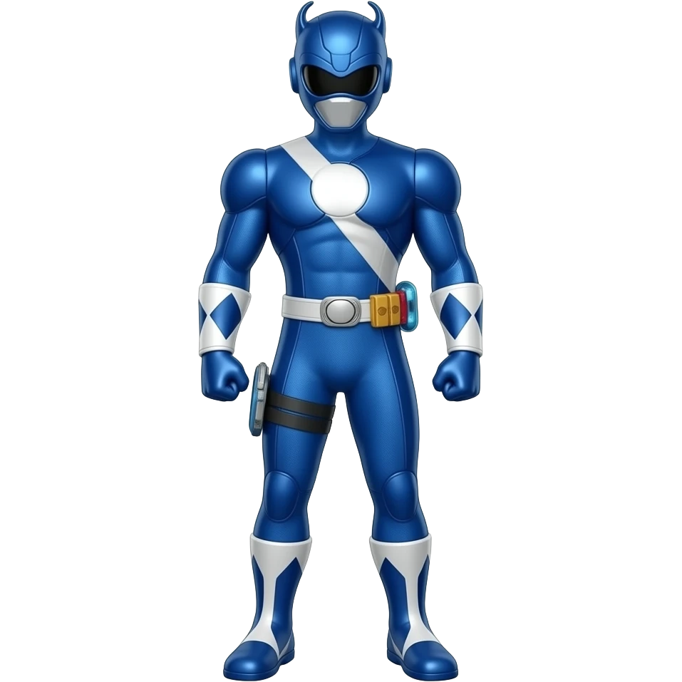 a full  blue  hero like power rangers emoji