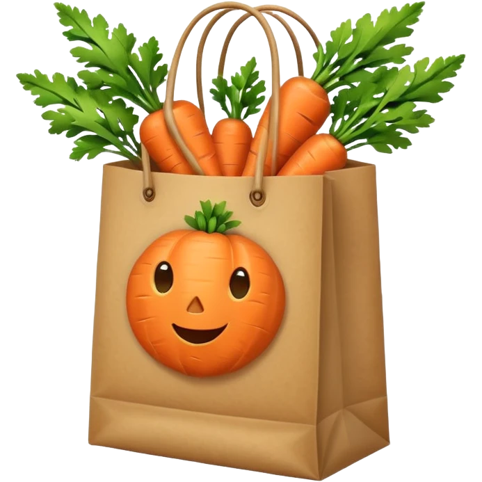 paper shopping bag with carrot. Transparent background emoji