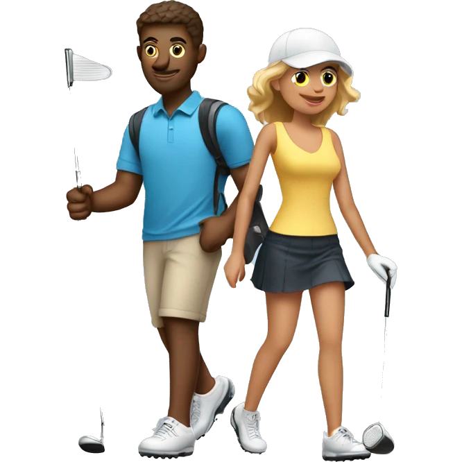 boyfriend that golfs with girlfriend who runs emoji