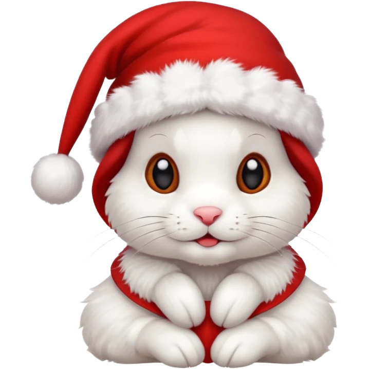white rabbit in christmas hat emoji