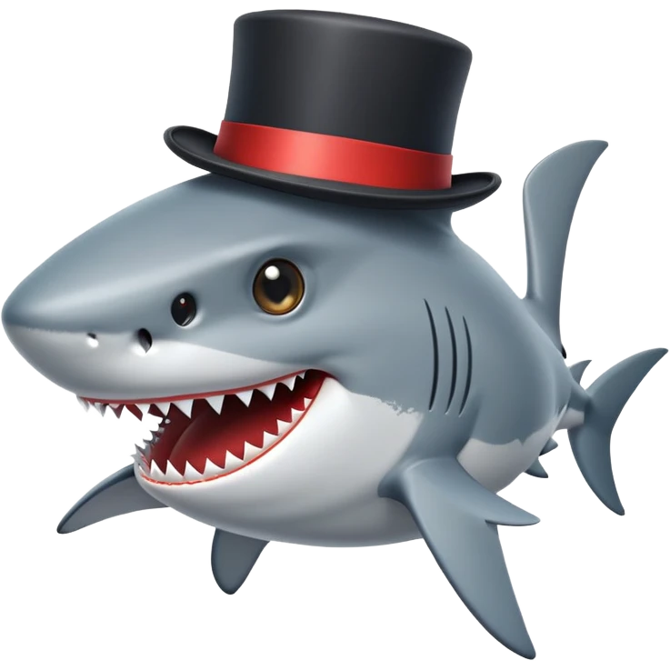 Shark with a top hat emoji